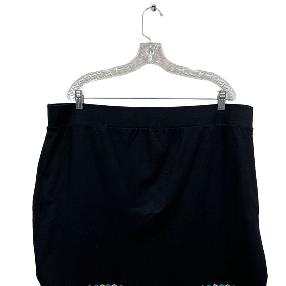 Torrid Womens Skirt Floral Beaded Embroidered Hem Stretch Elastic Waist Black 3 - Picture 5 of 6